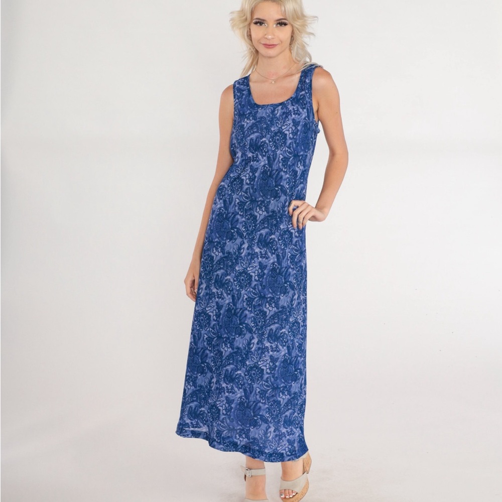 Vintage 90’s Blue Paisley Floral Maxi Dress